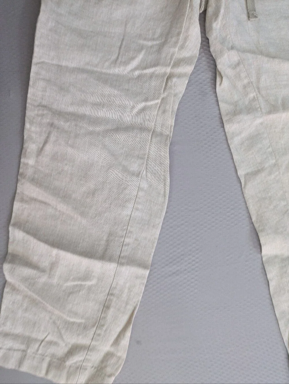 Tasso Elba Mens M 100% Linen Pants 30x26 Cream Oatmeal Straight Leg Trousers